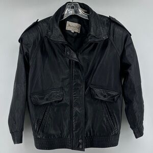 Saxton Hall Vintage Black 100% Genuine Leather Jacket Men’s sz Small